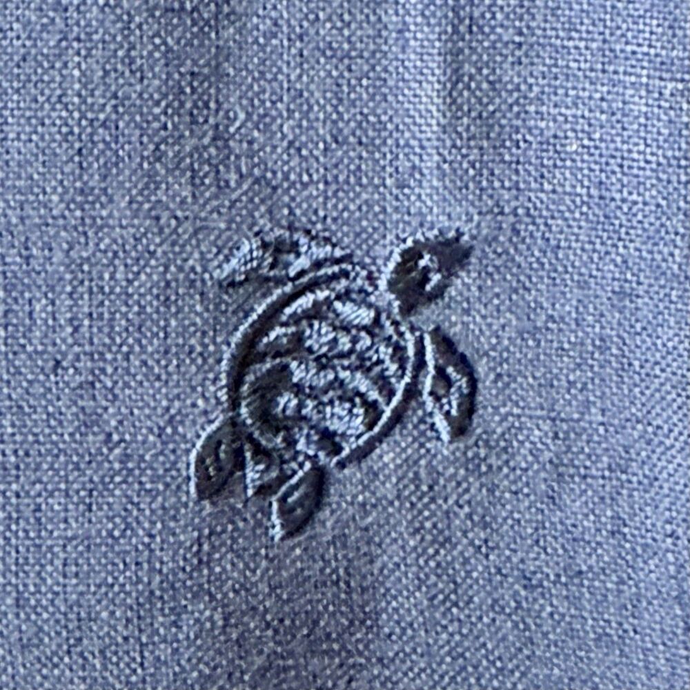 Vilebrequin Button-Up Long Sleeve Shirt Men's Large Blue Linen Coastal Tropical - Picture 5 of 16